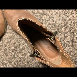 Lucky brand brown side zip boots